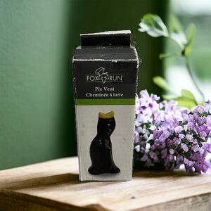 Vintage Fox Run Pie Bird Ceramic Pie Vent Whistle 4" Black Yellow Crow NIB